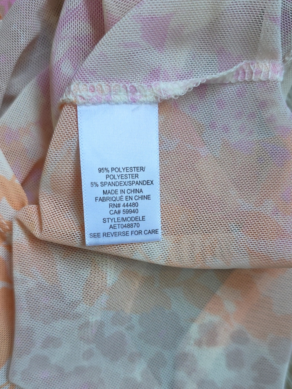 AFRM Sheer Mesh Long Sleeve Top in Pink and Peach - Picture 10 of 16